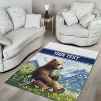 Personalized Finland Area Rug Brown Bear With Lily Of The Valley - Wonder Print Shop