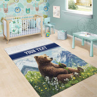 Personalized Finland Area Rug Brown Bear With Lily Of The Valley - Wonder Print Shop
