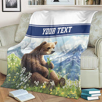 Personalized Finland Blanket Brown Bear With Lily Of The Valley