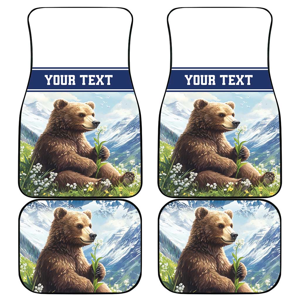 Personalized Finland Car Mats Brown Bear With Lily Of The Valley - Wonder Print Shop