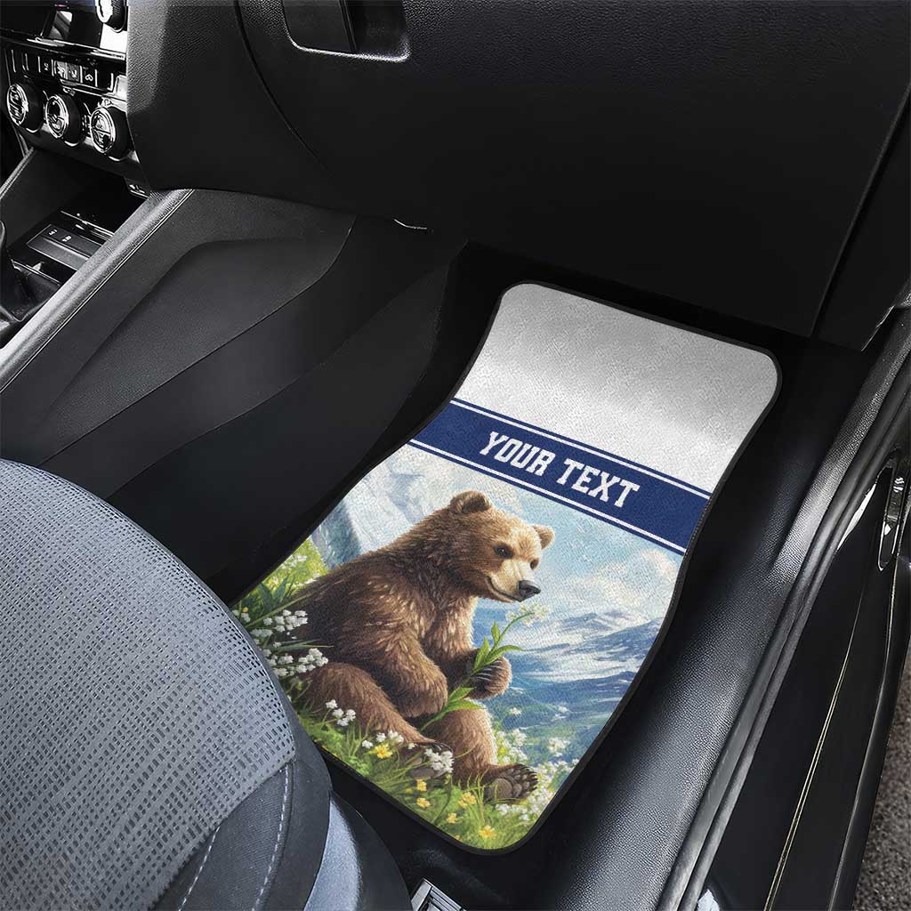 Personalized Finland Car Mats Brown Bear With Lily Of The Valley - Wonder Print Shop