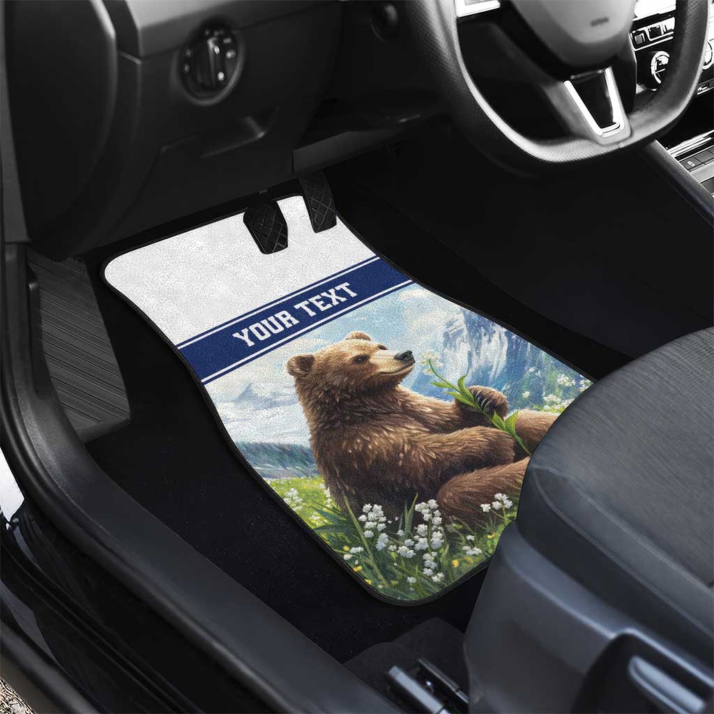 Personalized Finland Car Mats Brown Bear With Lily Of The Valley - Wonder Print Shop