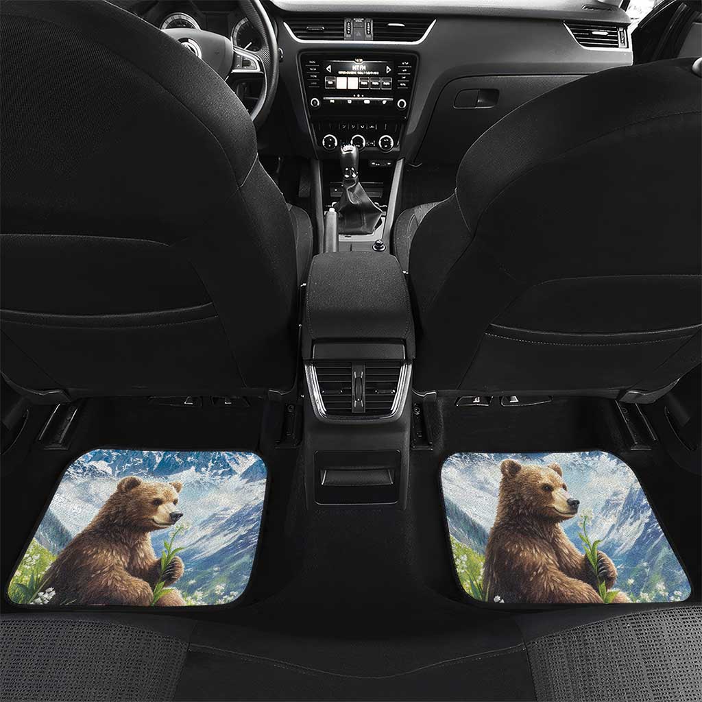 Personalized Finland Car Mats Brown Bear With Lily Of The Valley - Wonder Print Shop