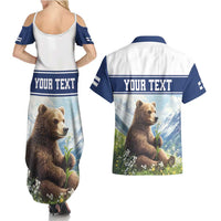 Personalized Finland Couples Matching Summer Maxi Dress and Hawaiian Shirt Brown Bear With Lily Of The Valley - Wonder Print Shop