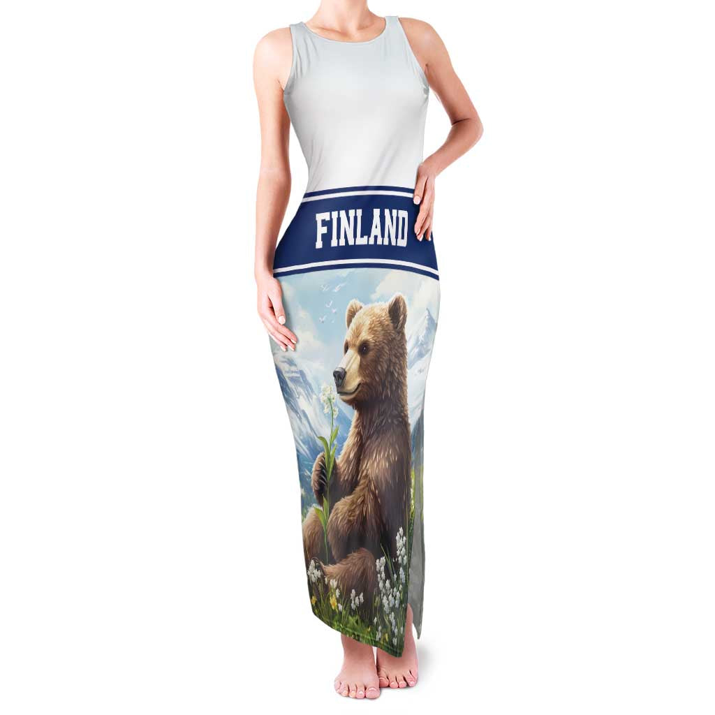 Personalized Finland Family Matching Tank Maxi Dress and Hawaiian Shirt Brown Bear With Lily Of The Valley - Wonder Print Shop