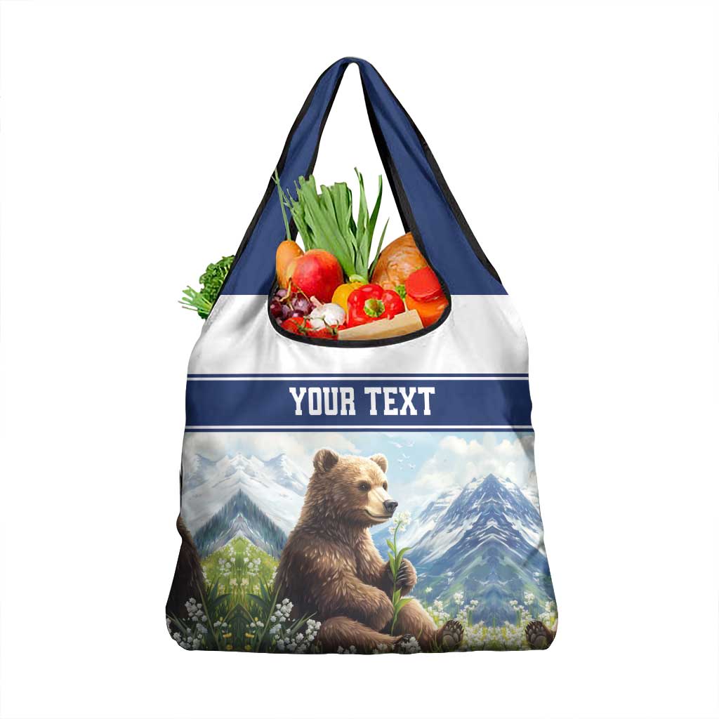 Personalized Finland Grocery Bag Brown Bear With Lily Of The Valley