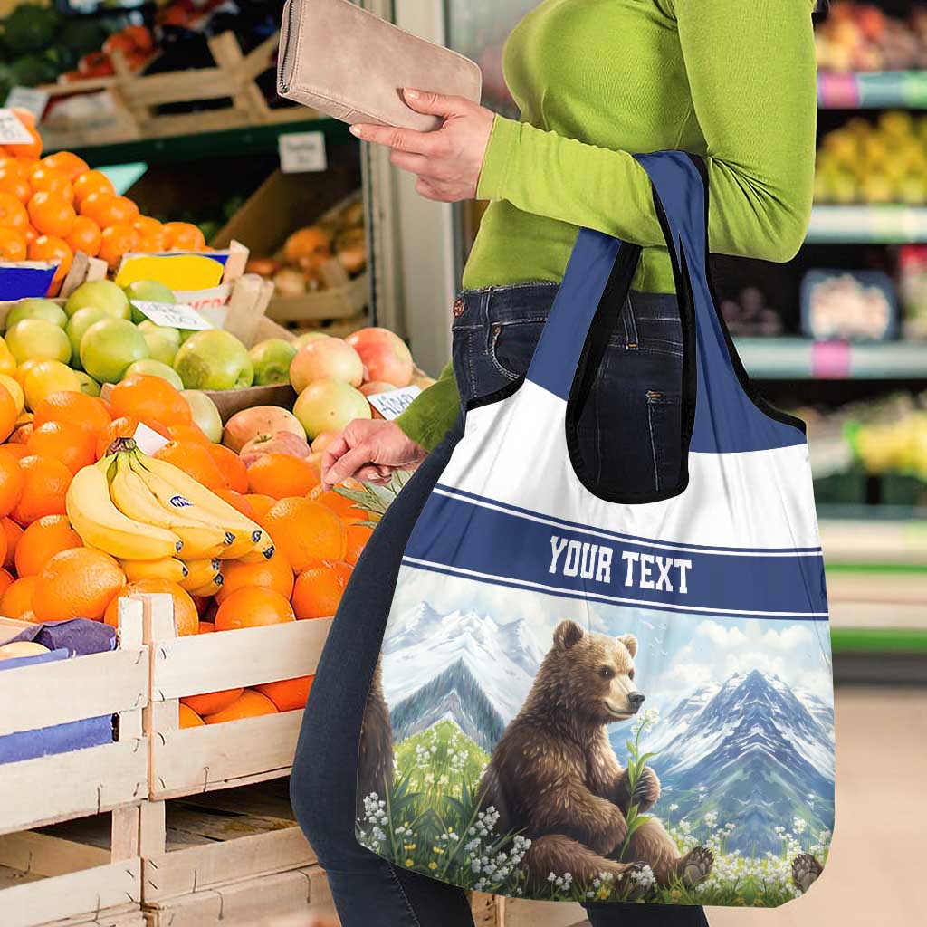 Personalized Finland Grocery Bag Brown Bear With Lily Of The Valley