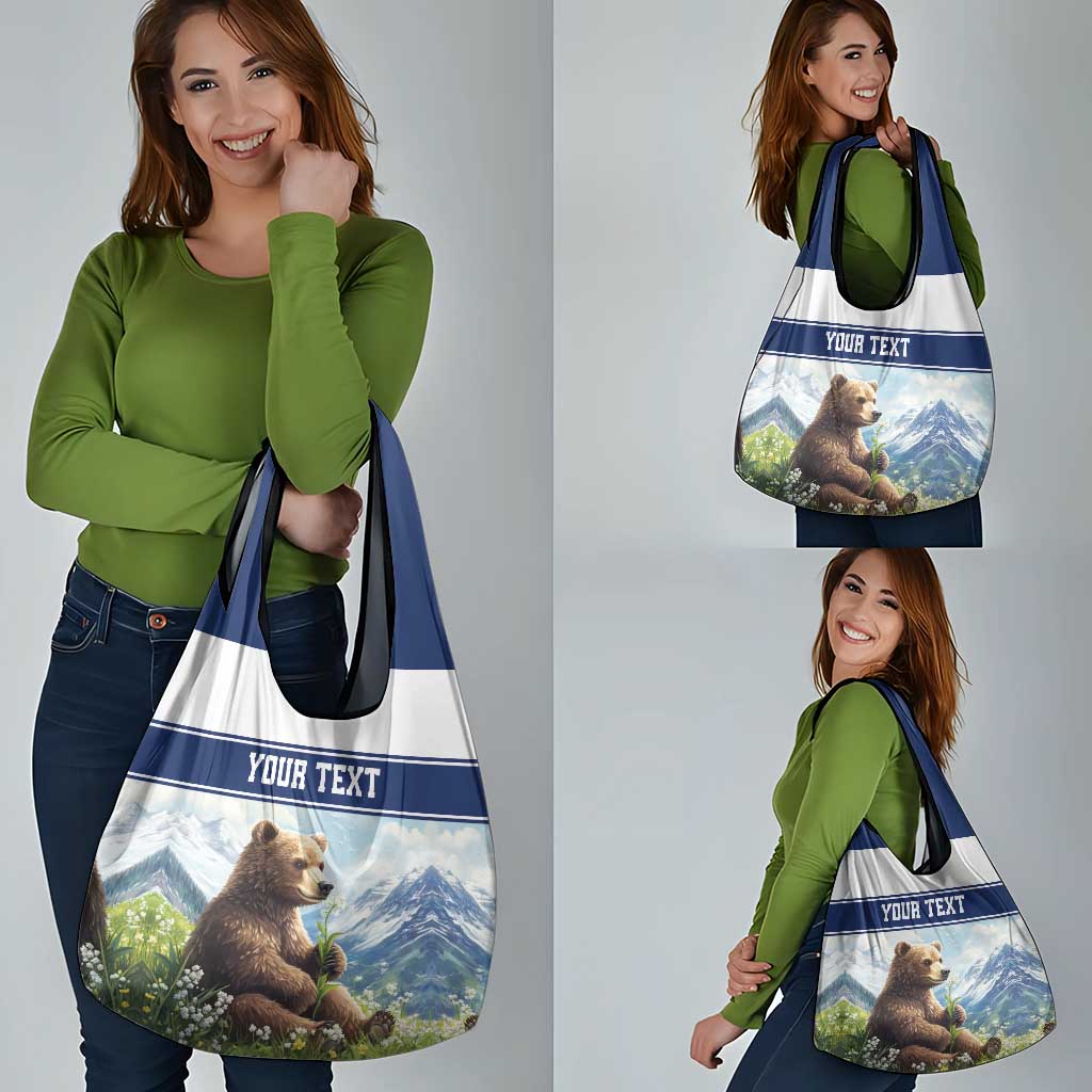 Personalized Finland Grocery Bag Brown Bear With Lily Of The Valley