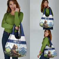 Personalized Finland Grocery Bag Brown Bear With Lily Of The Valley