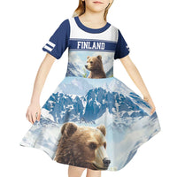 Personalized Finland Kid Short Sleeve Dress Brown Bear With Lily Of The Valley - Wonder Print Shop