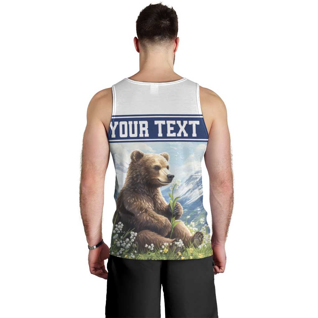 Personalized Finland Men Tank Top Brown Bear With Lily Of The Valley - Wonder Print Shop