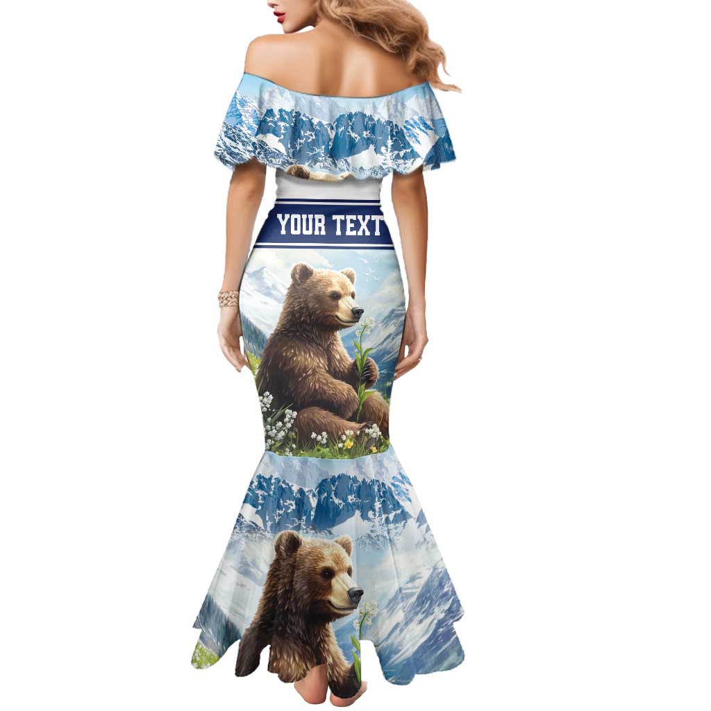 Personalized Finland Mermaid Dress Brown Bear With Lily Of The Valley - Wonder Print Shop