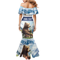 Personalized Finland Mermaid Dress Brown Bear With Lily Of The Valley - Wonder Print Shop
