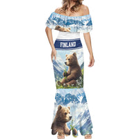 Personalized Finland Mermaid Dress Brown Bear With Lily Of The Valley - Wonder Print Shop