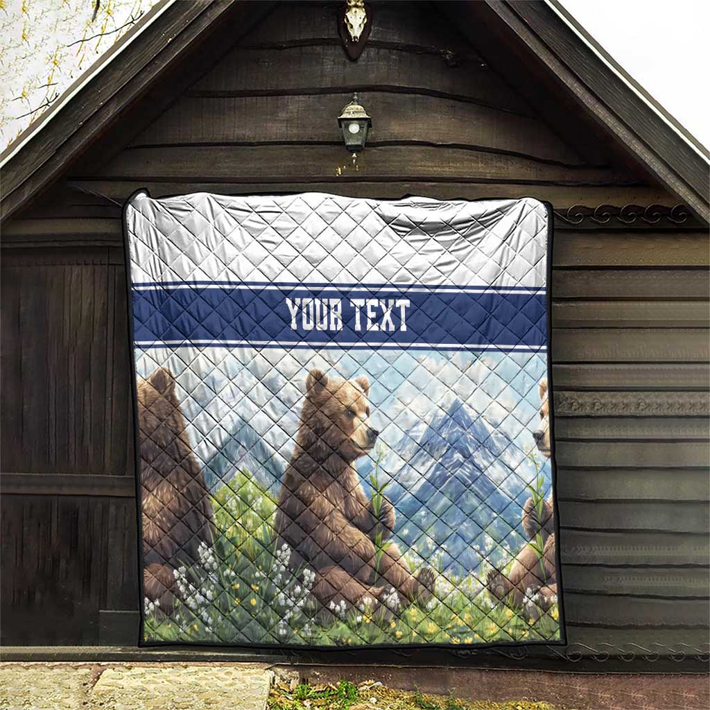 Personalized Finland Quilt Brown Bear With Lily Of The Valley - Wonder Print Shop