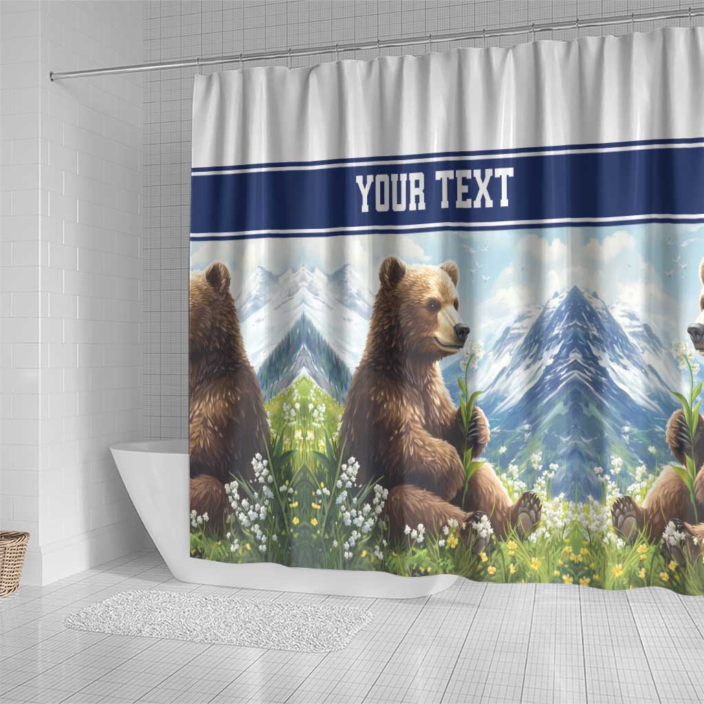 Personalized Finland Shower Curtain Brown Bear With Lily Of The Valley