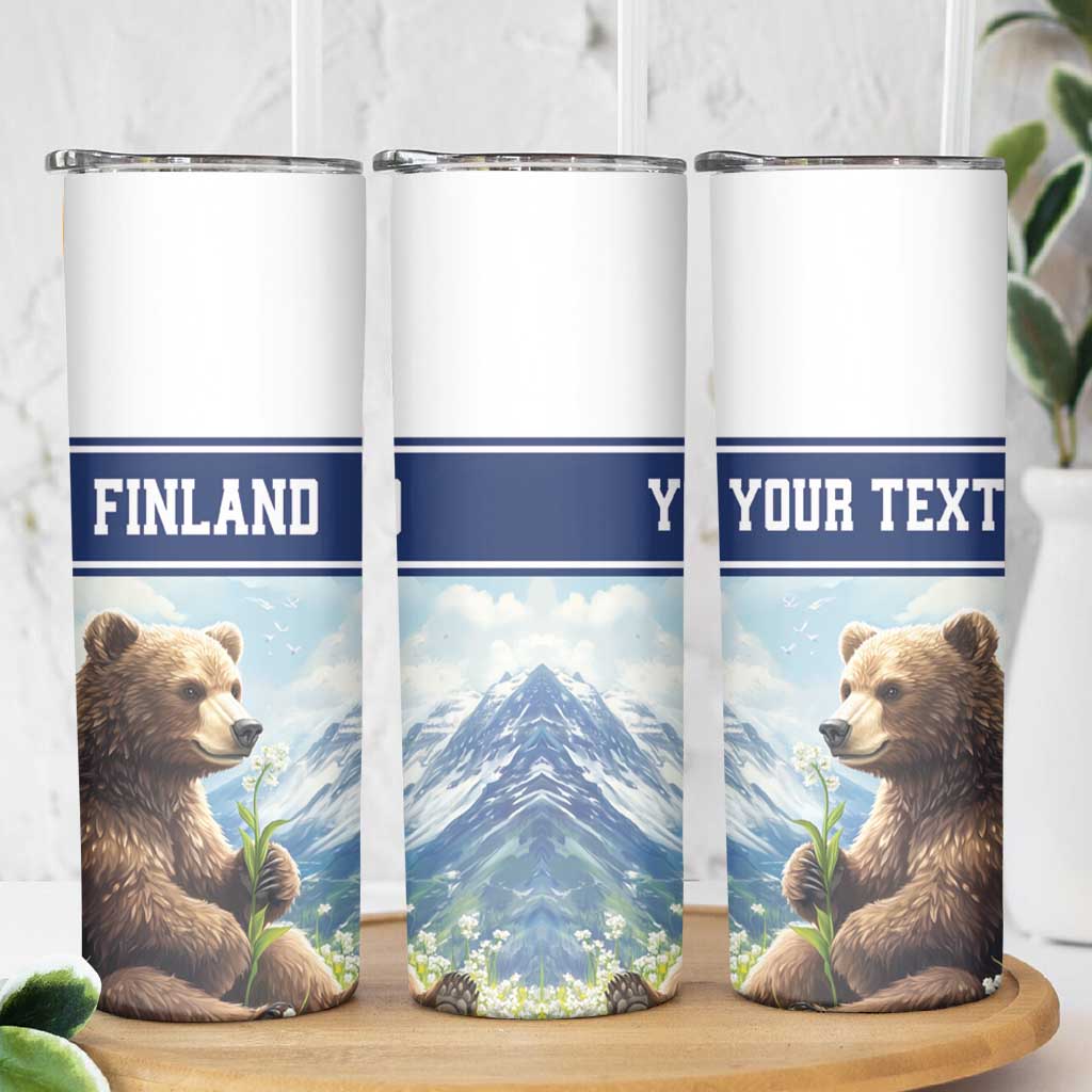 Personalized Finland Skinny Tumbler Brown Bear With Lily Of The Valley - Wonder Print Shop