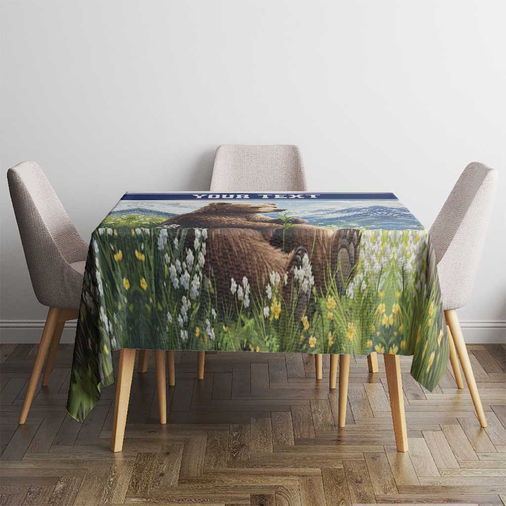 Personalized Finland Tablecloth Brown Bear With Lily Of The Valley - Wonder Print Shop
