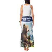 Personalized Finland Tank Maxi Dress Brown Bear With Lily Of The Valley - Wonder Print Shop