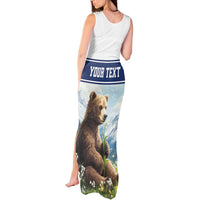 Personalized Finland Tank Maxi Dress Brown Bear With Lily Of The Valley - Wonder Print Shop