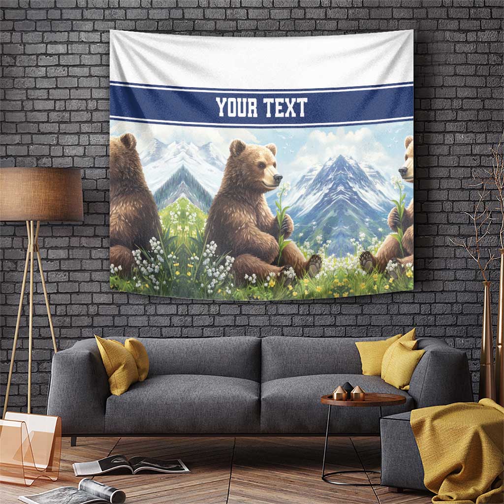 Personalized Finland Tapestry Brown Bear With Lily Of The Valley - Wonder Print Shop