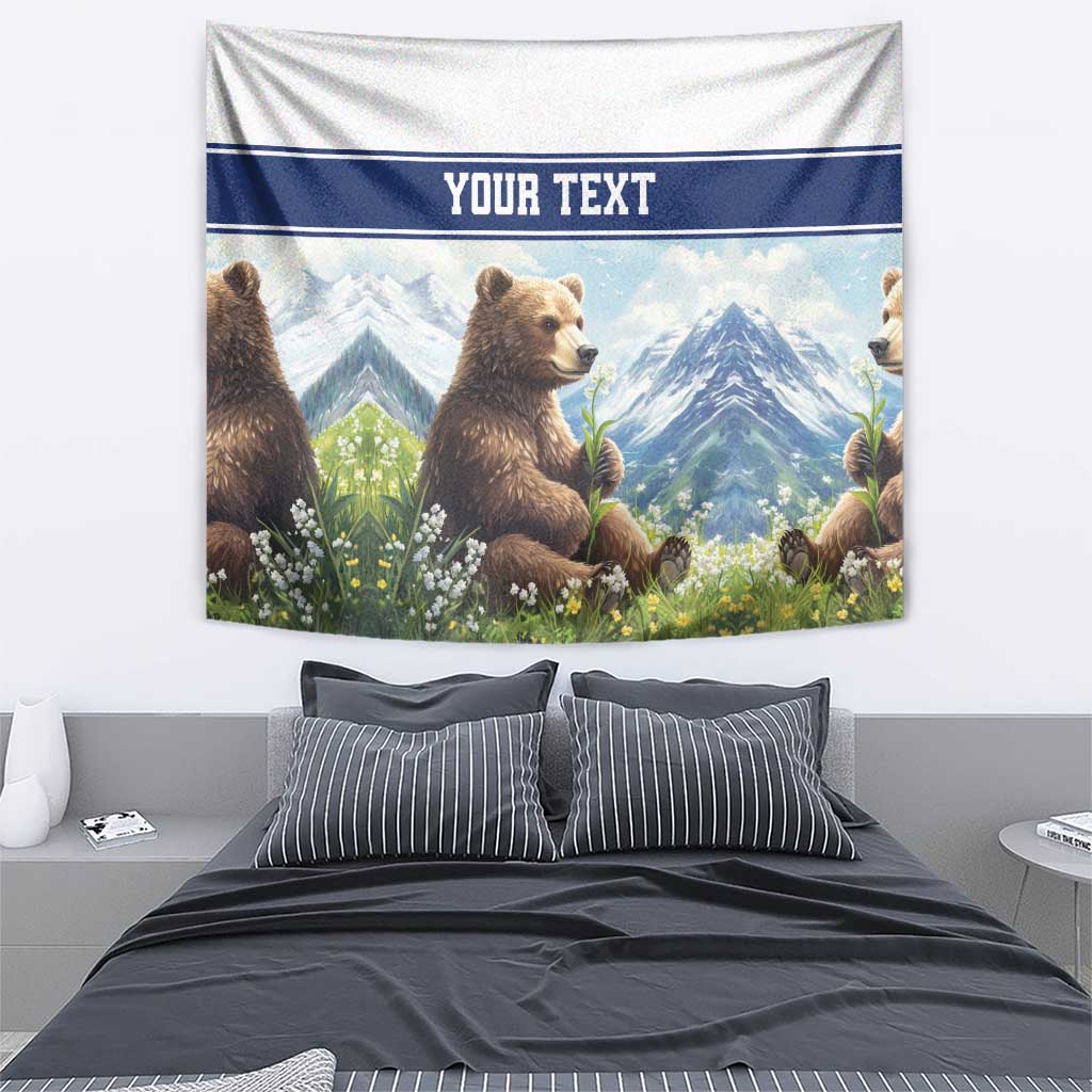 Personalized Finland Tapestry Brown Bear With Lily Of The Valley - Wonder Print Shop