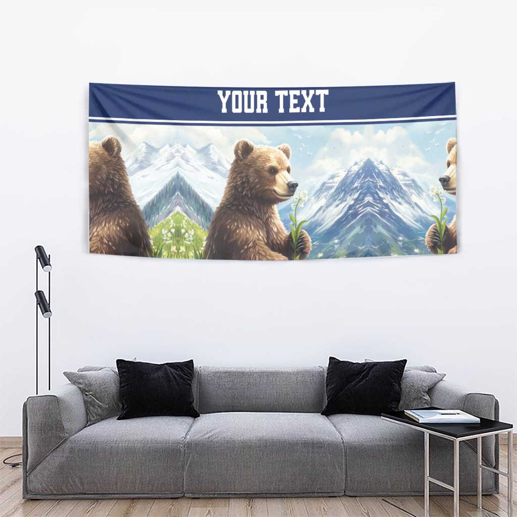 Personalized Finland Tapestry Brown Bear With Lily Of The Valley - Wonder Print Shop