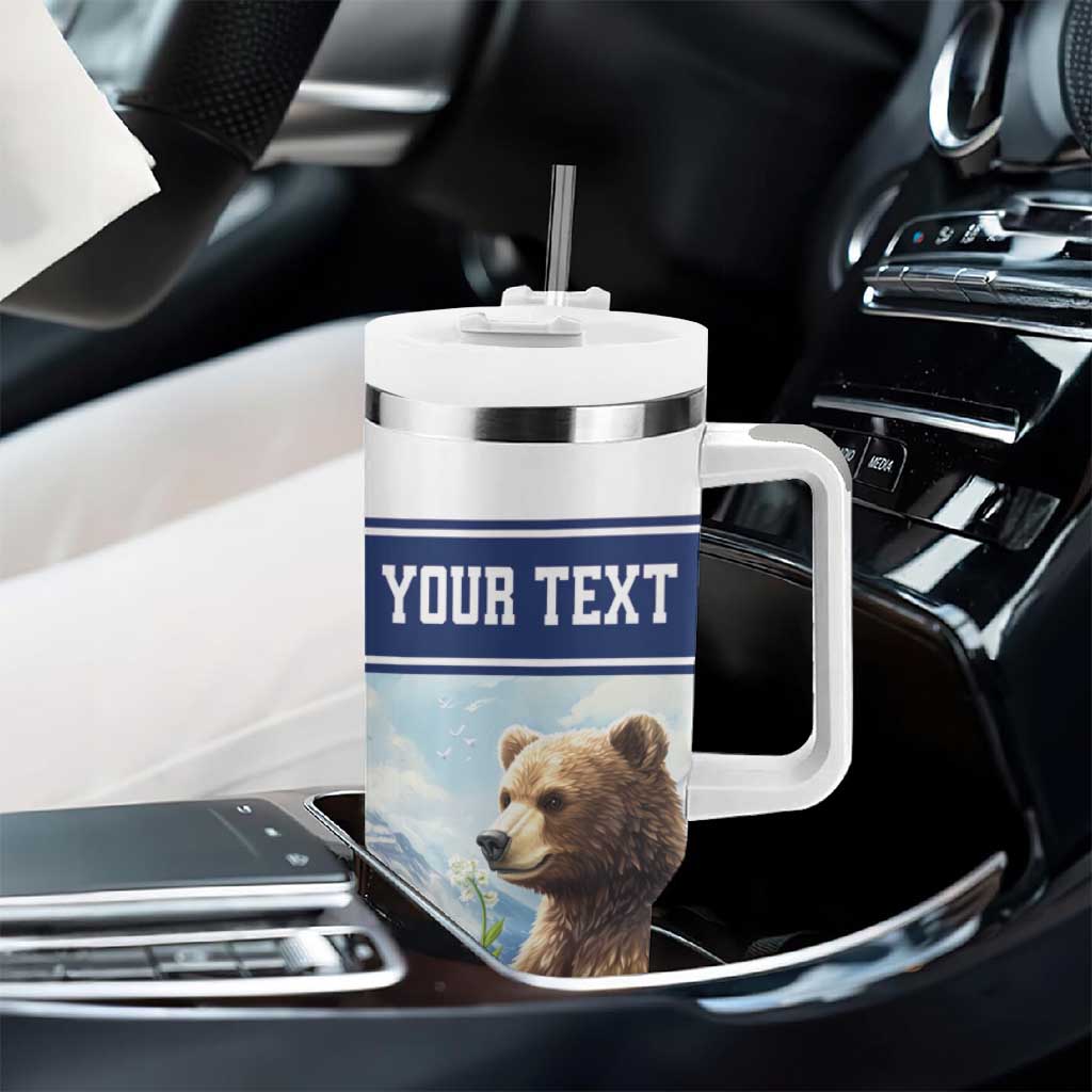 Personalized Finland Tumbler With Handle Brown Bear With Lily Of The Valley - Wonder Print Shop