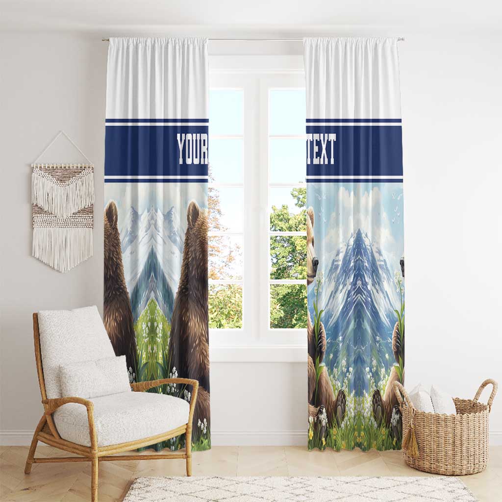 Personalized Finland Window Curtain Brown Bear With Lily Of The Valley - Wonder Print Shop