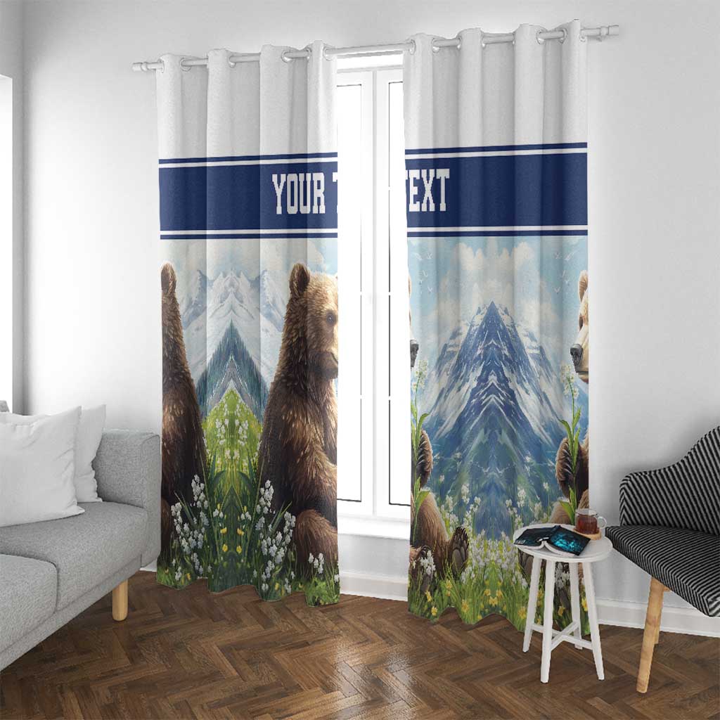 Personalized Finland Window Curtain Brown Bear With Lily Of The Valley - Wonder Print Shop