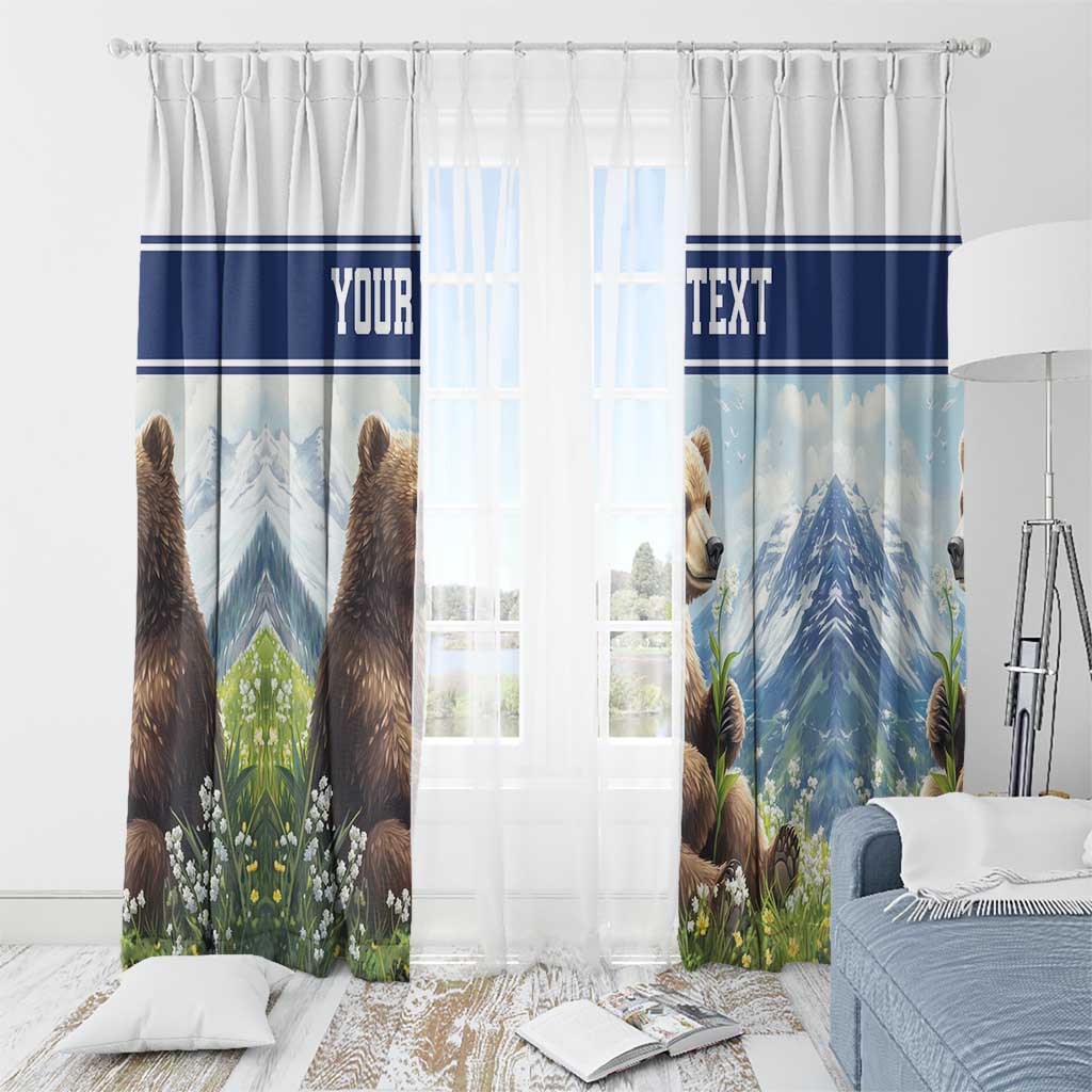 Personalized Finland Window Curtain Brown Bear With Lily Of The Valley - Wonder Print Shop