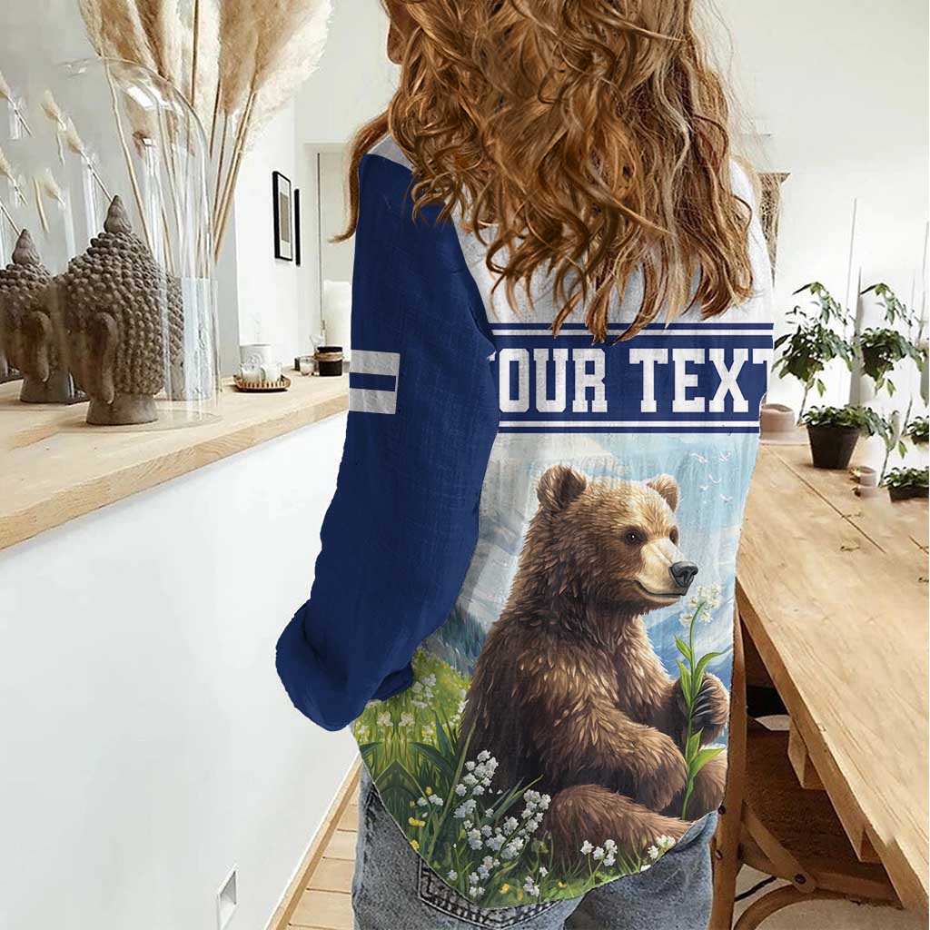 Personalized Finland Women Casual Shirt Brown Bear With Lily Of The Valley - Wonder Print Shop