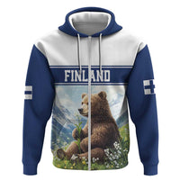 Personalized Finland Zip Hoodie Brown Bear With Lily Of The Valley - Wonder Print Shop