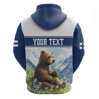 Personalized Finland Zip Hoodie Brown Bear With Lily Of The Valley - Wonder Print Shop