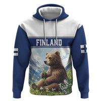 Personalized Finland Zip Hoodie Brown Bear With Lily Of The Valley - Wonder Print Shop