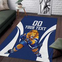 Custom Finland Hockey Area Rug Suomi Leijonat Mascot - Wonder Print Shop