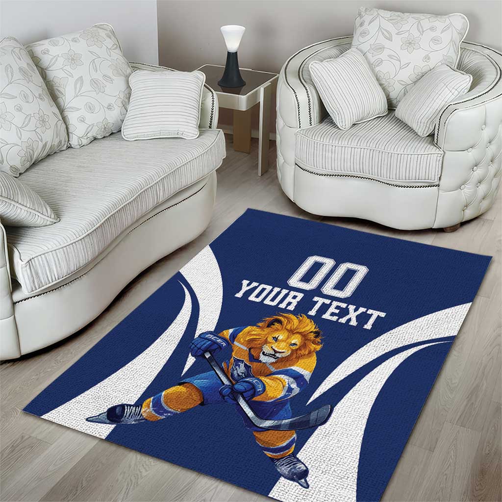 Custom Finland Hockey Area Rug Suomi Leijonat Mascot - Wonder Print Shop