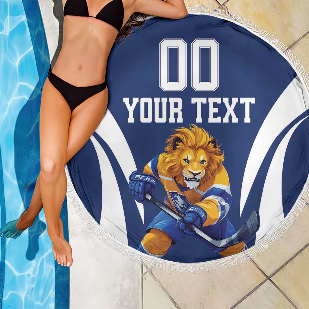 Custom Finland Hockey Beach Blanket Suomi Leijonat Mascot - Wonder Print Shop