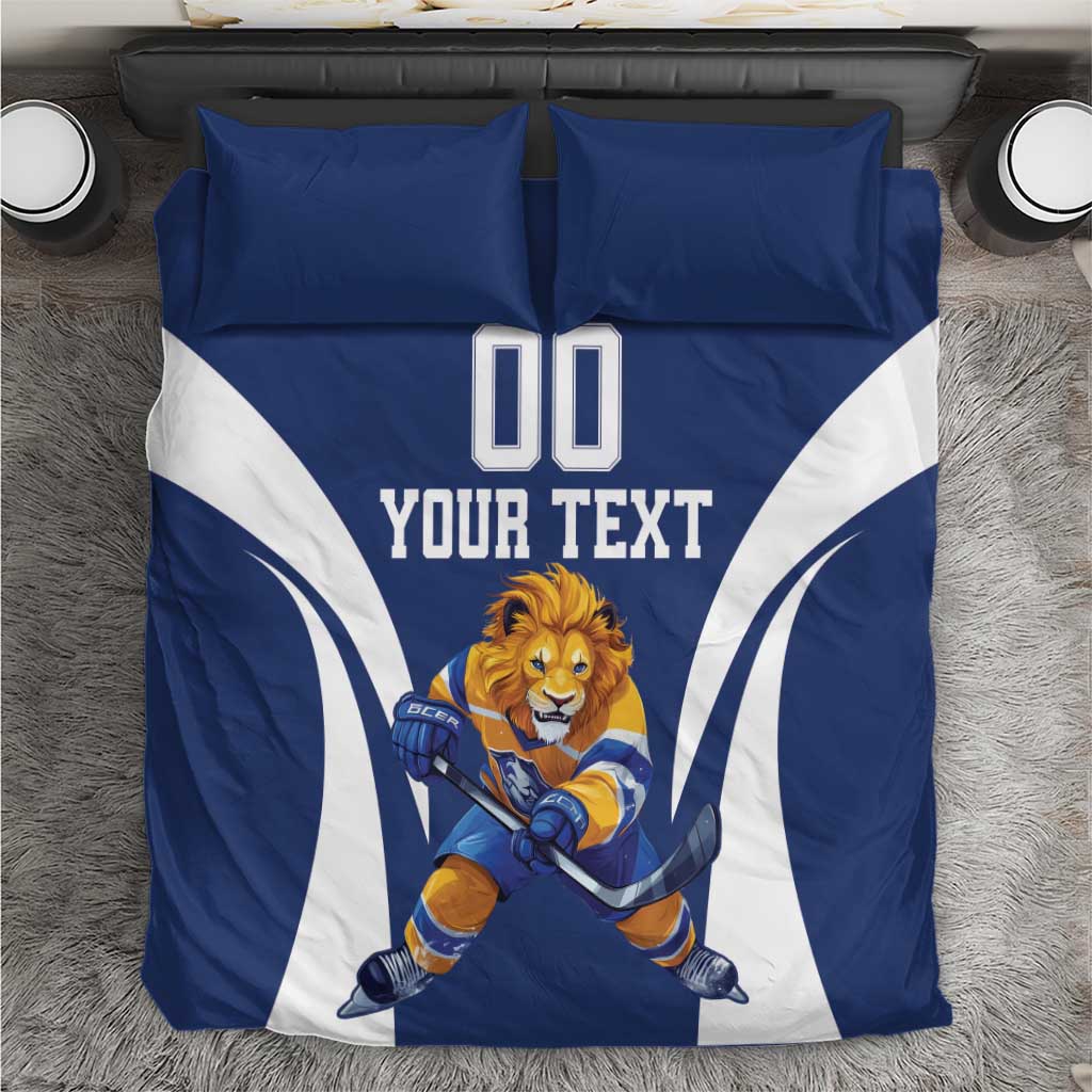 Custom Finland Hockey Bedding Set Suomi Leijonat Mascot - Wonder Print Shop