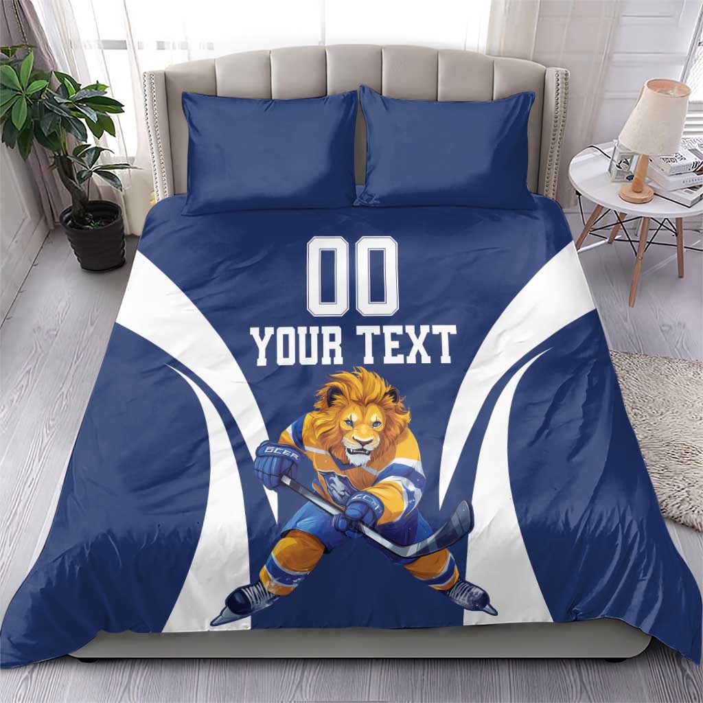 Custom Finland Hockey Bedding Set Suomi Leijonat Mascot - Wonder Print Shop