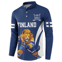 Custom Finland Hockey Button Sweatshirt Suomi Leijonat Mascot - Wonder Print Shop
