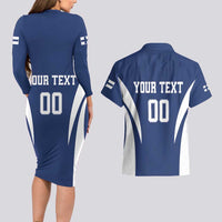 Custom Finland Hockey Couples Matching Long Sleeve Bodycon Dress and Hawaiian Shirt Suomi Leijonat Mascot - Wonder Print Shop