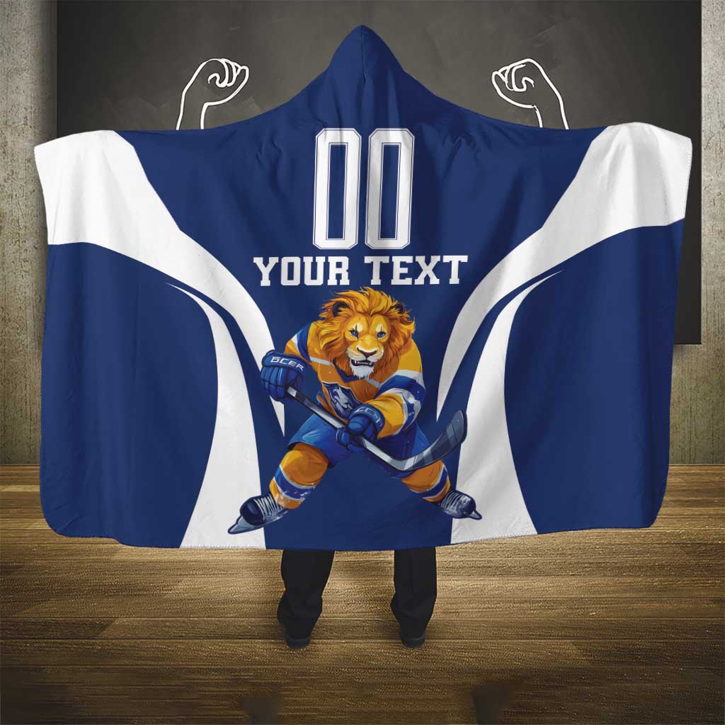 Custom Finland Hockey Hooded Blanket Suomi Leijonat Mascot