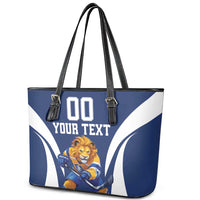 Custom Finland Hockey Leather Tote Bag Suomi Leijonat Mascot - Wonder Print Shop