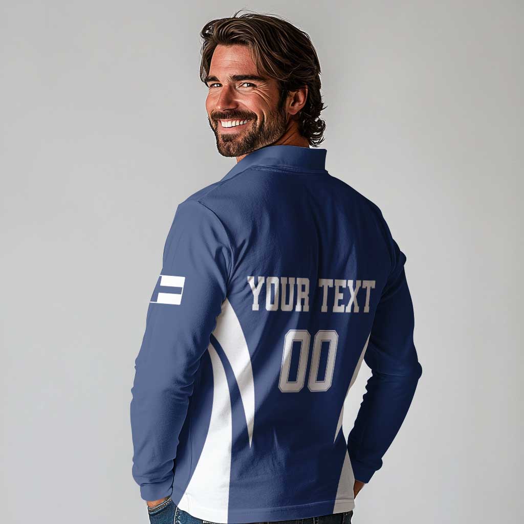 Custom Finland Hockey Long Sleeve Polo Shirt Suomi Leijonat Mascot - Wonder Print Shop