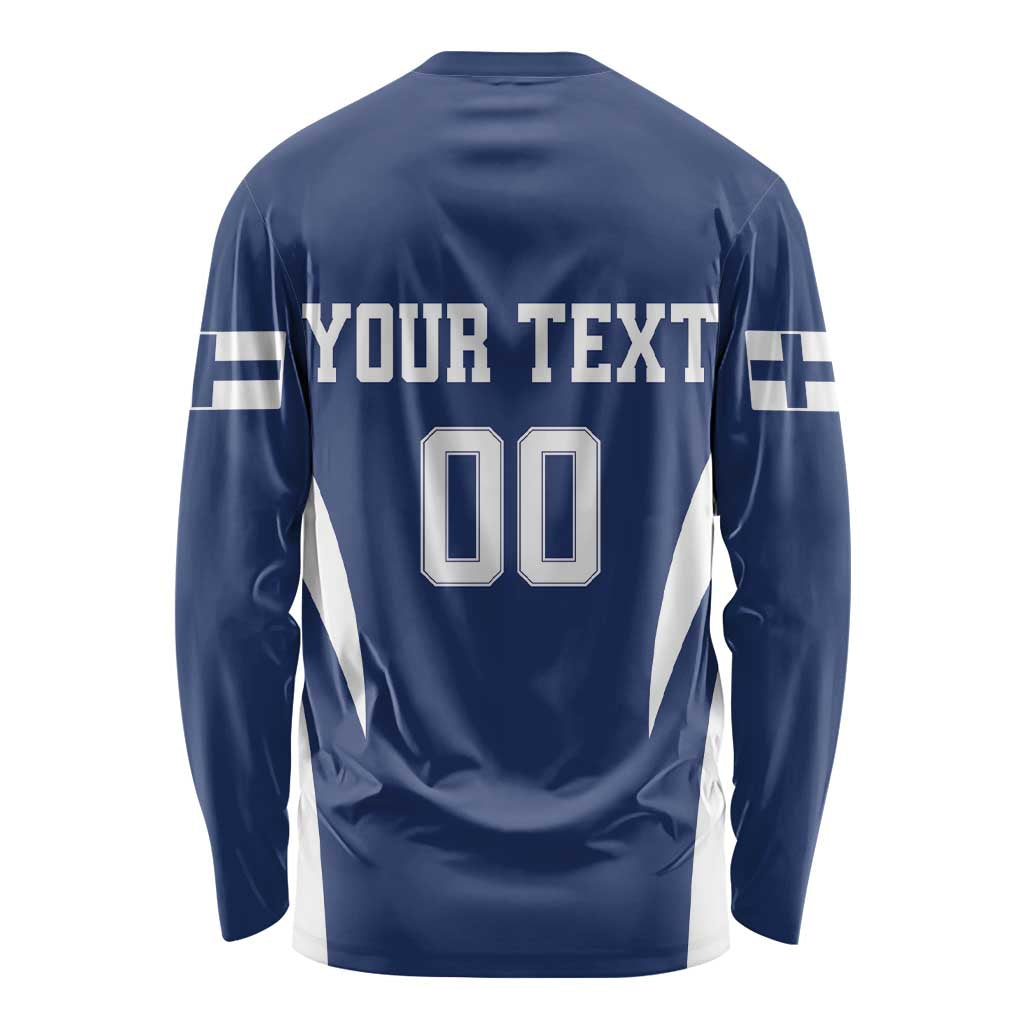 Custom Finland Hockey Long Sleeve Shirt Suomi Leijonat Mascot - Wonder Print Shop