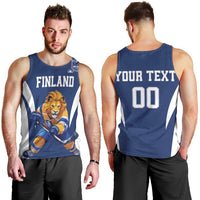 Custom Finland Hockey Men Tank Top Suomi Leijonat Mascot - Wonder Print Shop