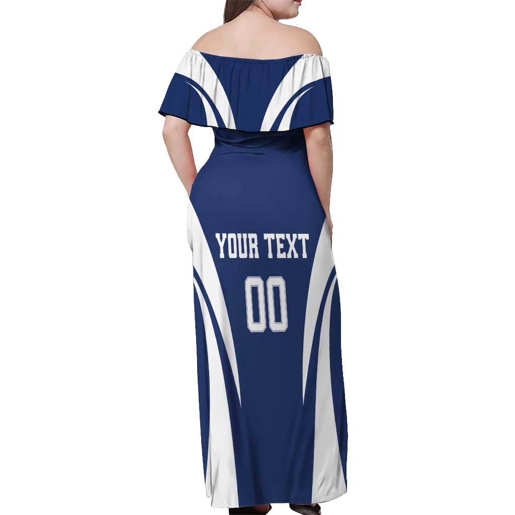 Custom Finland Hockey Off Shoulder Maxi Dress Suomi Leijonat Mascot - Wonder Print Shop