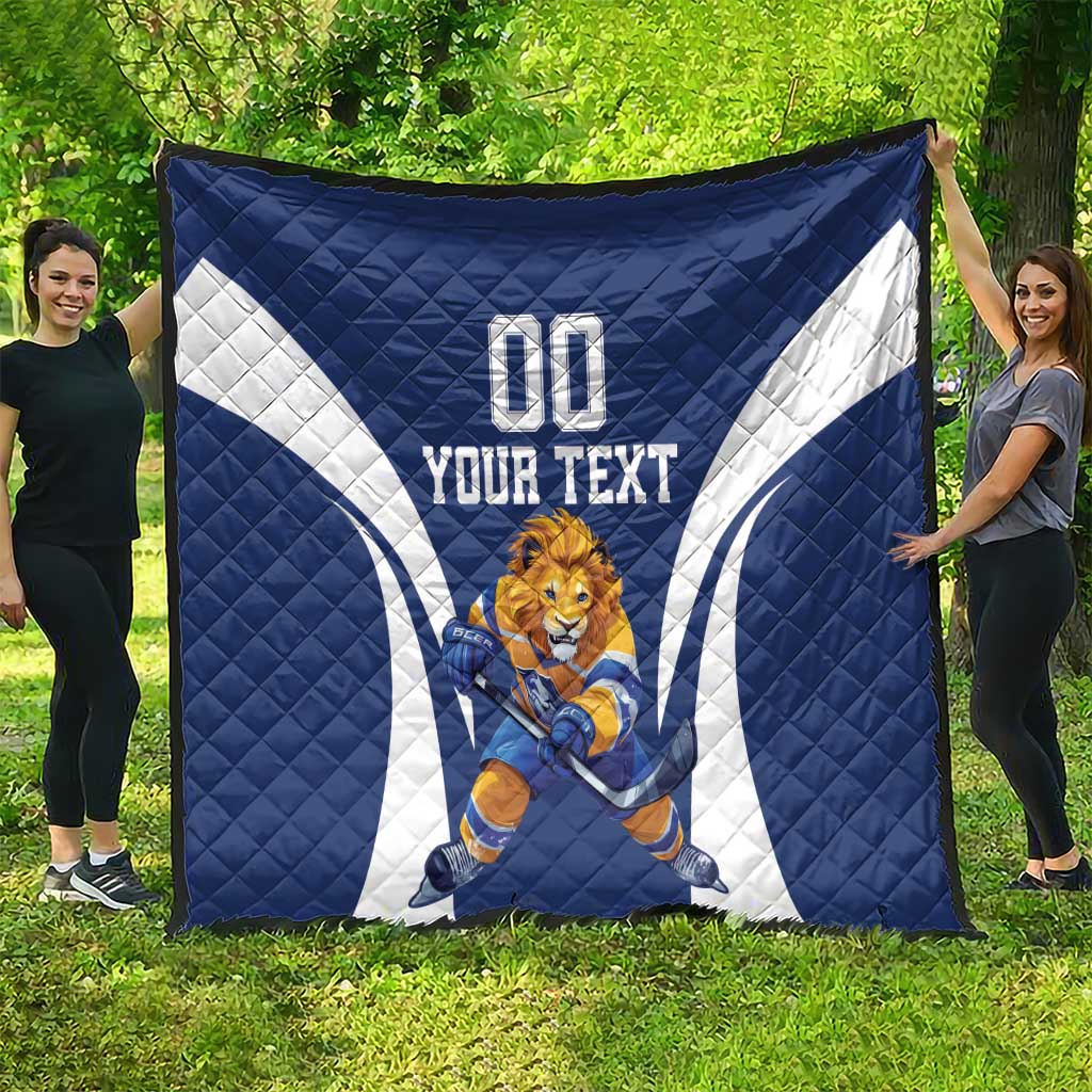 Custom Finland Hockey Quilt Suomi Leijonat Mascot - Wonder Print Shop