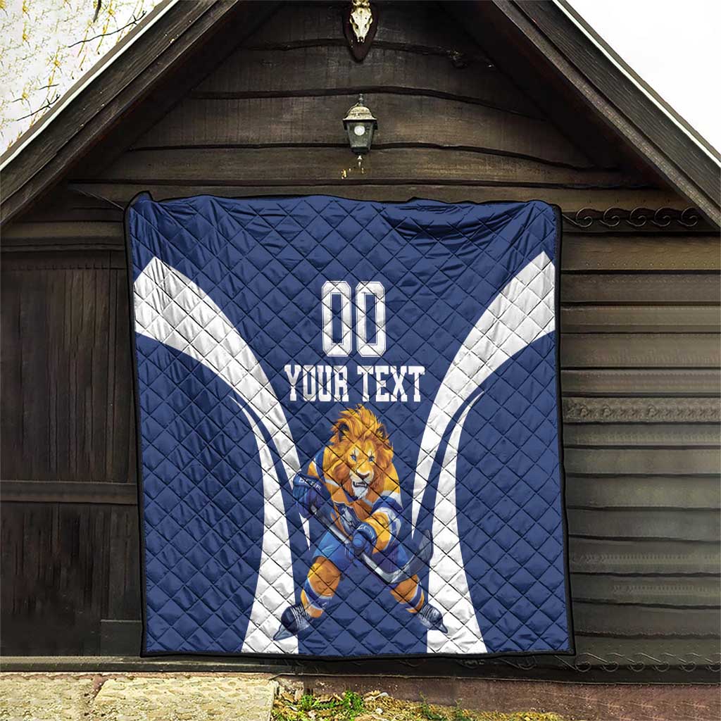 Custom Finland Hockey Quilt Suomi Leijonat Mascot - Wonder Print Shop